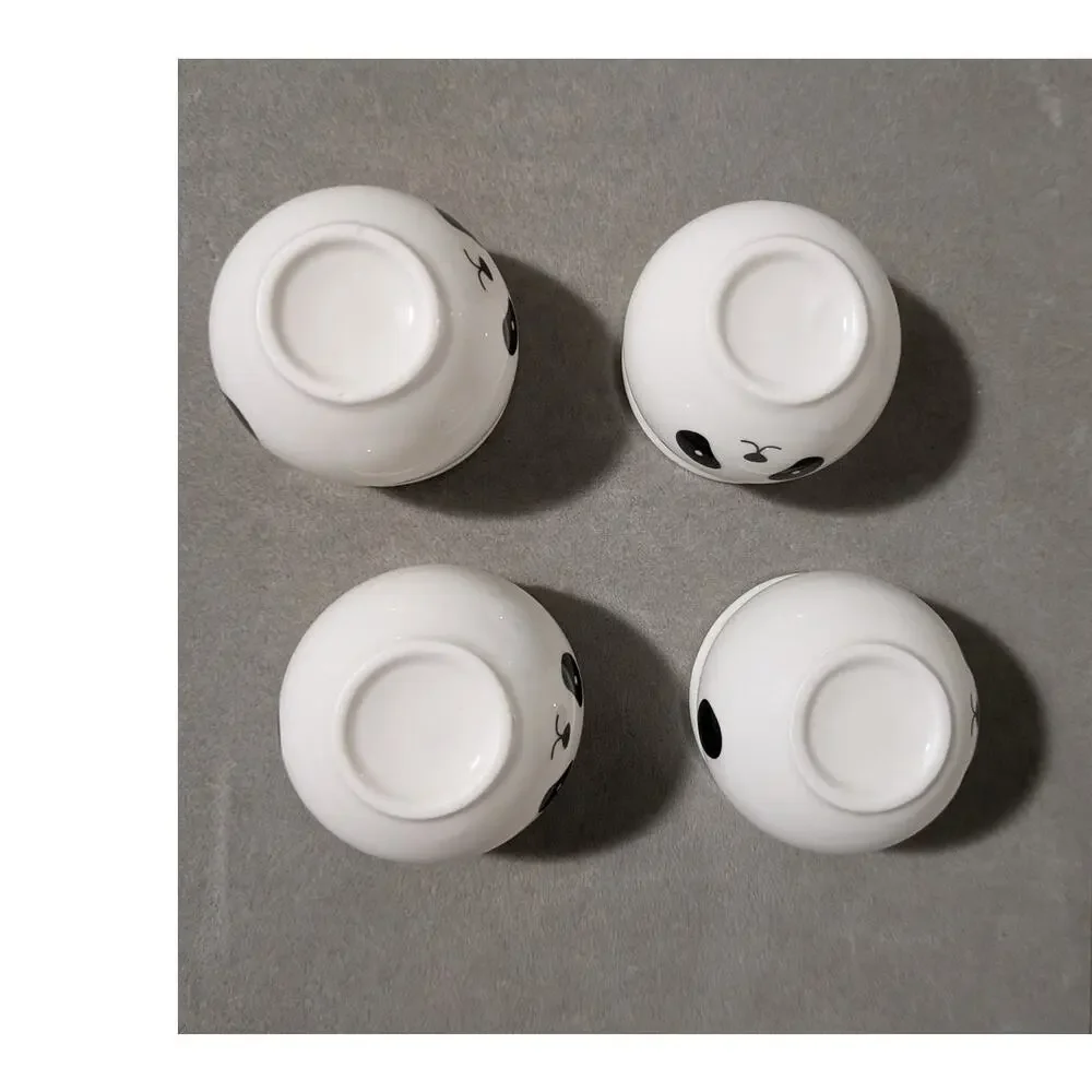 5pc Ceramic Panda Sake Set Japanese Decanter Bottle 4 Cups Storage Box Kawaii